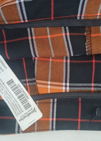 Düğmeli Kahverengi Ekose Midi Etek - Görsel 8