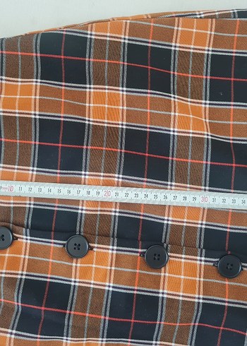 Düğmeli Kahverengi Ekose Midi Etek - Görsel 5