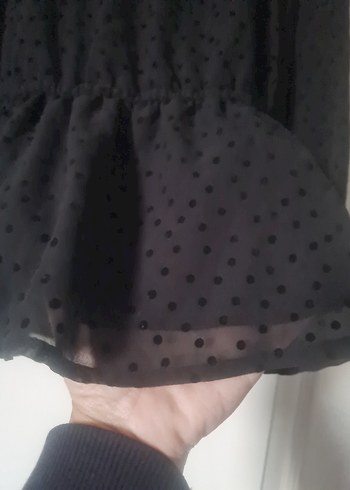 Siyah Uzun Kollu Fırfırlı Bluz - Görsel 5