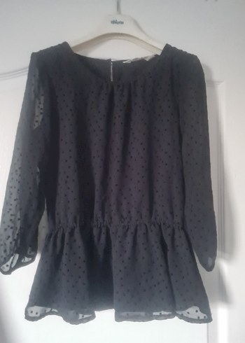 Siyah Uzun Kollu Fırfırlı Bluz - Görsel 4