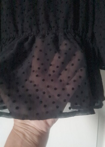 Siyah Uzun Kollu Fırfırlı Bluz - Görsel 7