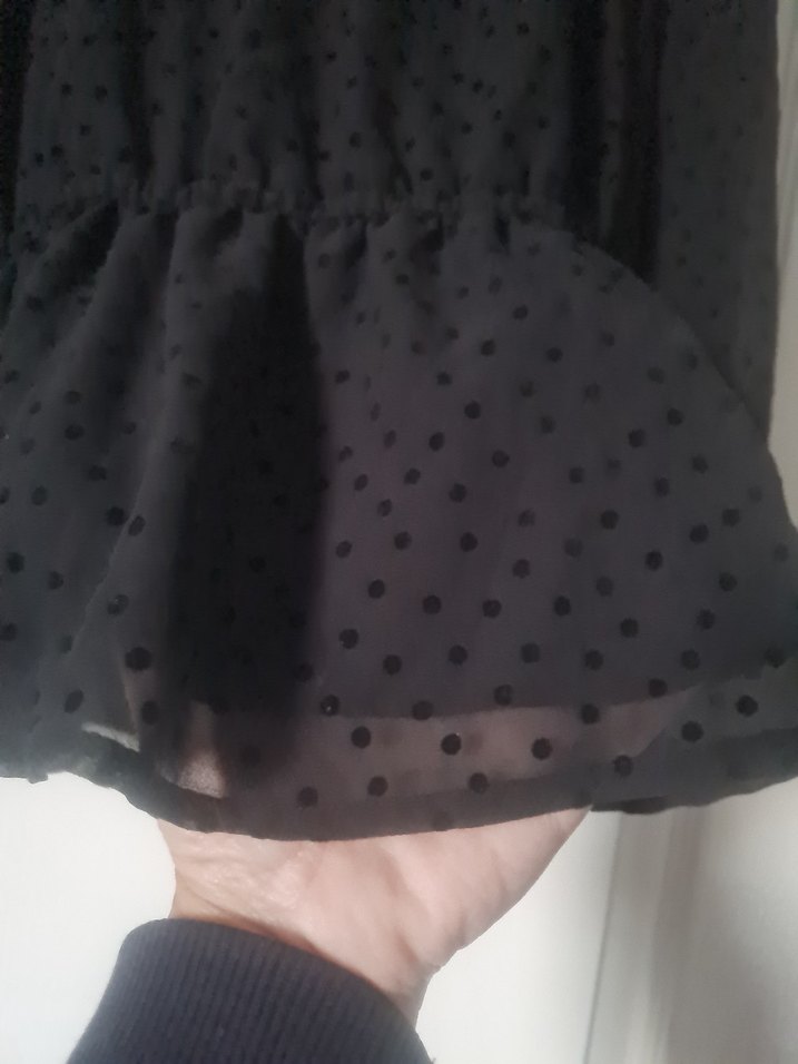 Siyah Uzun Kollu Fırfırlı Bluz - Görsel 5