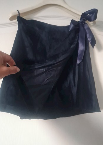 Lacivert Kadife Mini Etek Benetton - Görsel 2