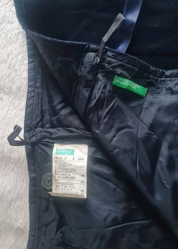 Lacivert Kadife Mini Etek Benetton - Görsel 4