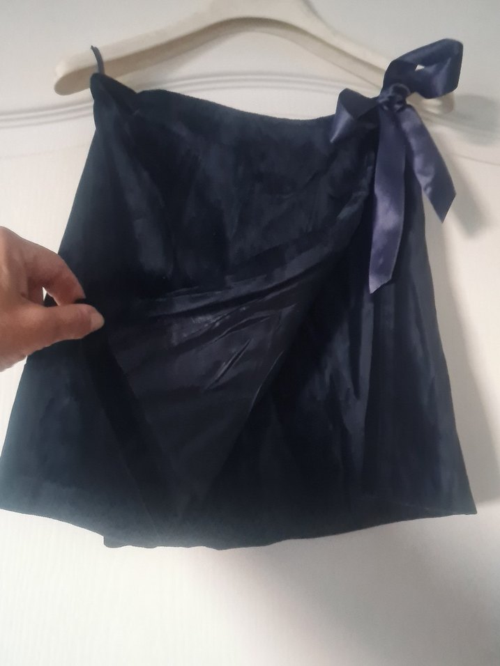 Lacivert Kadife Mini Etek Benetton - Görsel 2