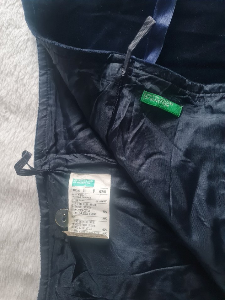 Lacivert Kadife Mini Etek Benetton - Görsel 4