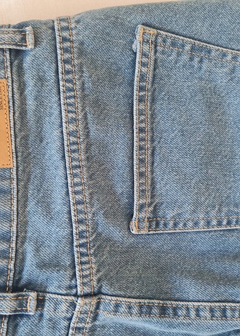 Yırtmaç Detaylı Mavi Midi Denim Etek - Görsel 11