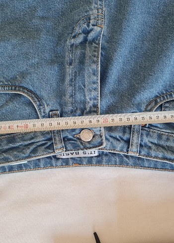 Yırtmaç Detaylı Mavi Midi Denim Etek - Görsel 7