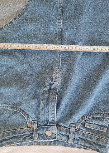 Yırtmaç Detaylı Mavi Midi Denim Etek - Görsel 8