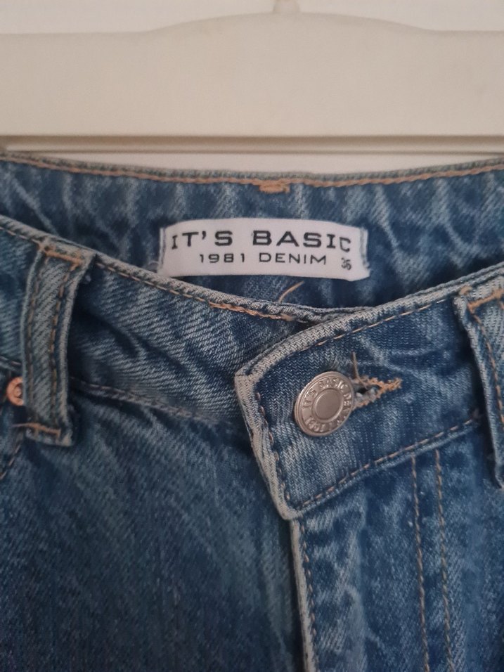 Yırtmaç Detaylı Mavi Midi Denim Etek - Görsel 3