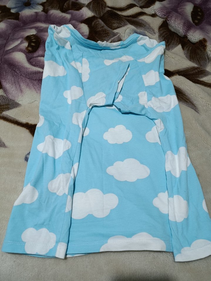 Mavi Bulut Desenli Salaş Hamile Tişörtü - Görsel 3