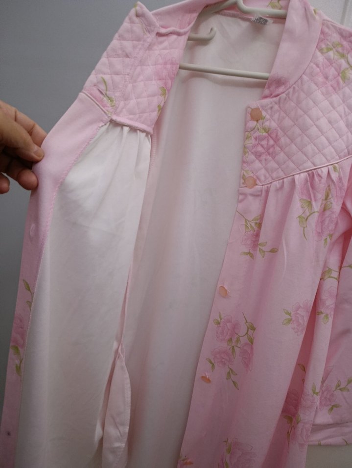 Pembe Çiçekli Uzun Kollu Kadın sabahlik - Görsel 2