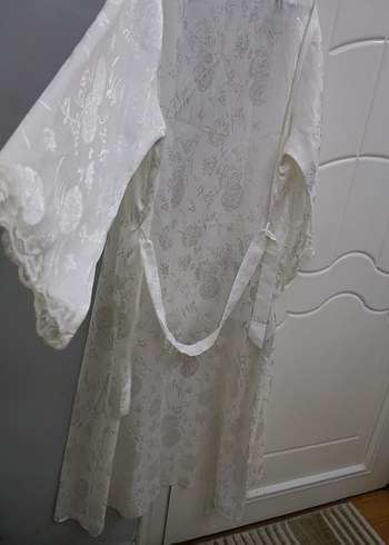 Uzun Beyaz Bohem Kadın Sabahlık ve gecelik - Görsel 3