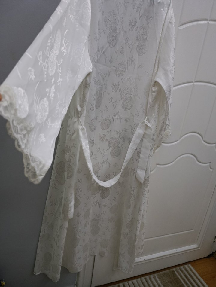 Uzun Beyaz Bohem Kadın Sabahlık ve gecelik - Görsel 3