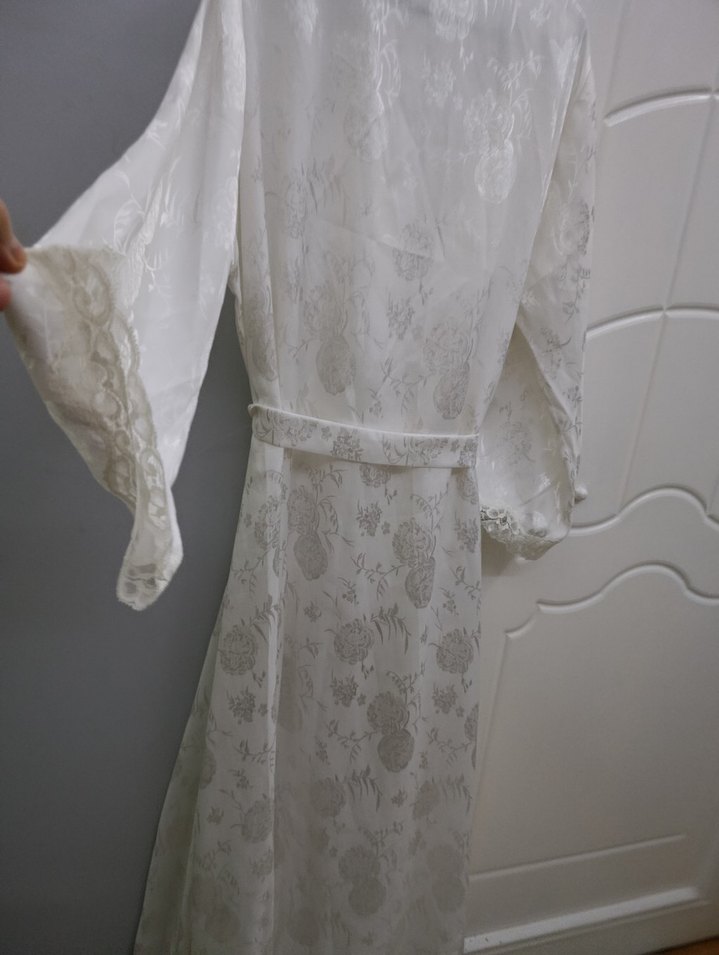 Uzun Beyaz Bohem Kadın Sabahlık ve gecelik - Görsel 2