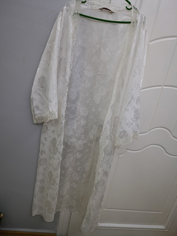 Uzun Beyaz Bohem Kadın Sabahlık ve gecelik - Görsel 4