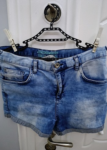 Kadın Mavi Batik Desenli Mini Kot Şort - Görsel 2