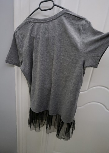 Gri Baskılı Mini Kadın Tişört - Görsel 3