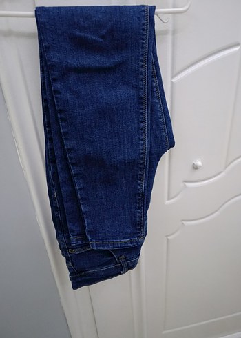 Düğmeli Lacivert Kadın Denim Pantolon - Görsel 4