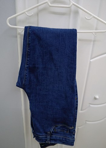 Düğmeli Lacivert Kadın Denim Pantolon - Görsel 3