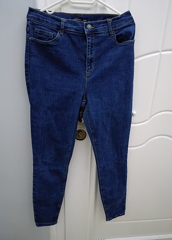 Düğmeli Lacivert Kadın Denim Pantolon - Görsel 5