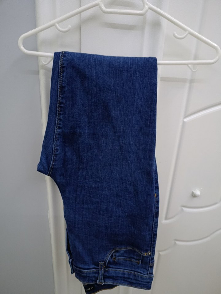Düğmeli Lacivert Kadın Denim Pantolon - Görsel 3