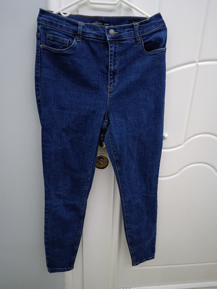 Düğmeli Lacivert Kadın Denim Pantolon - Görsel 5