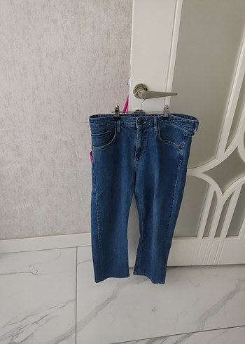 Kadın Mavi Bol Kesim Midi Denim Jean