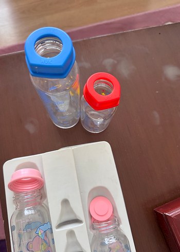 Pembe mavi kırmızı  Bebek Biberonu Seti 250ml ve 125ml - Görsel 2