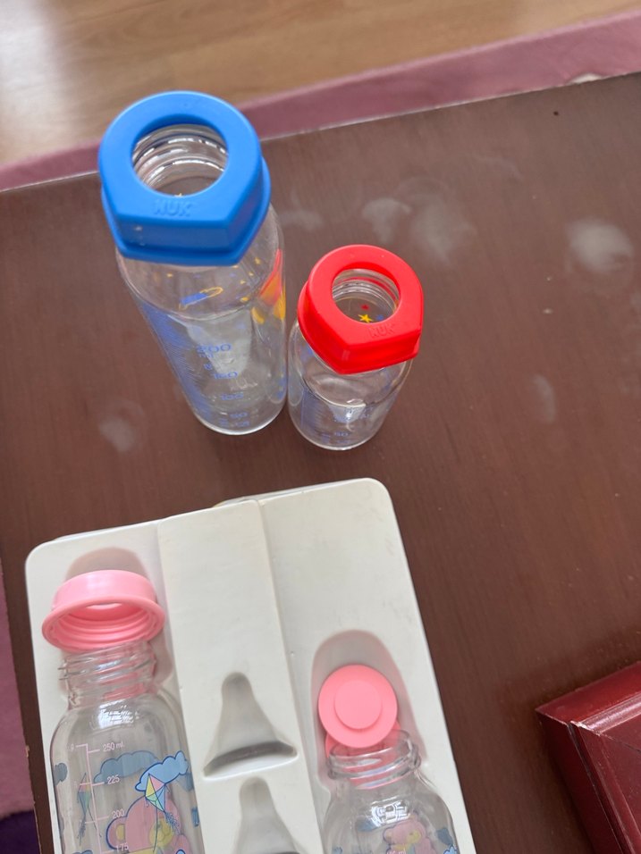 Pembe mavi kırmızı  Bebek Biberonu Seti 250ml ve 125ml - Görsel 2