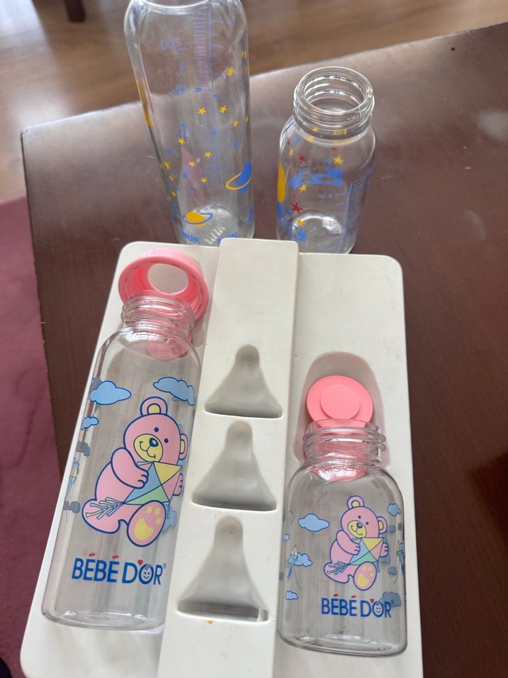 Pembe mavi kırmızı  Bebek Biberonu Seti 250ml ve 125ml - Görsel 3