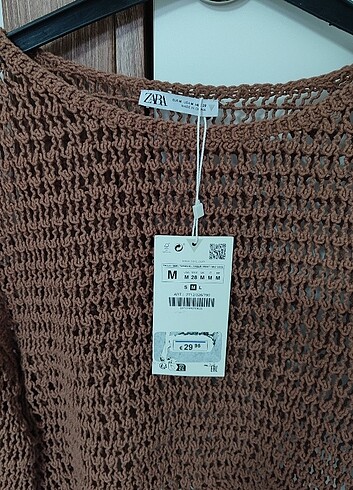 m Beden kahverengi Renk Zara Delikli Triko Bluz???