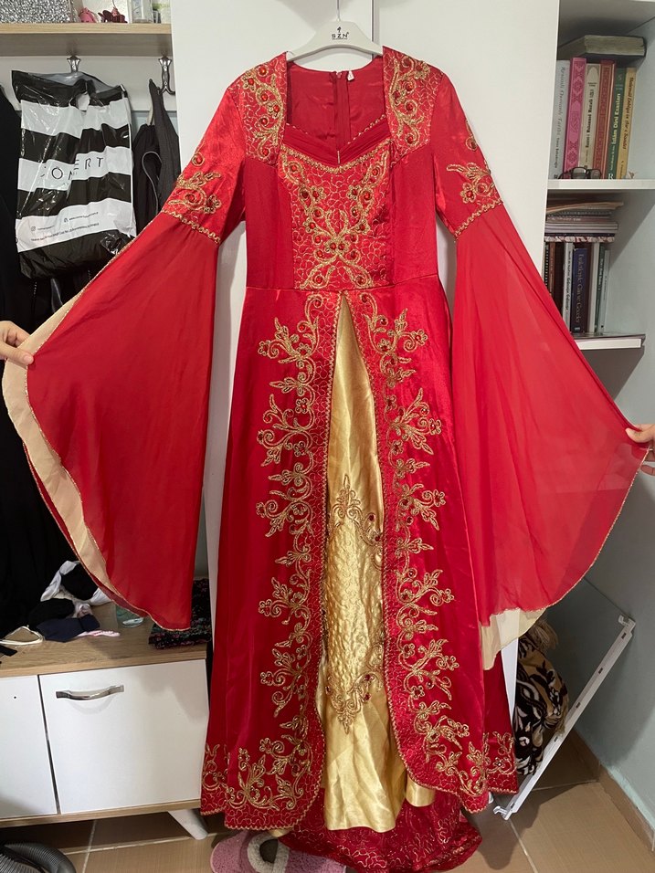 Uzun Kollu Kırmızı bindallı - Görsel 3