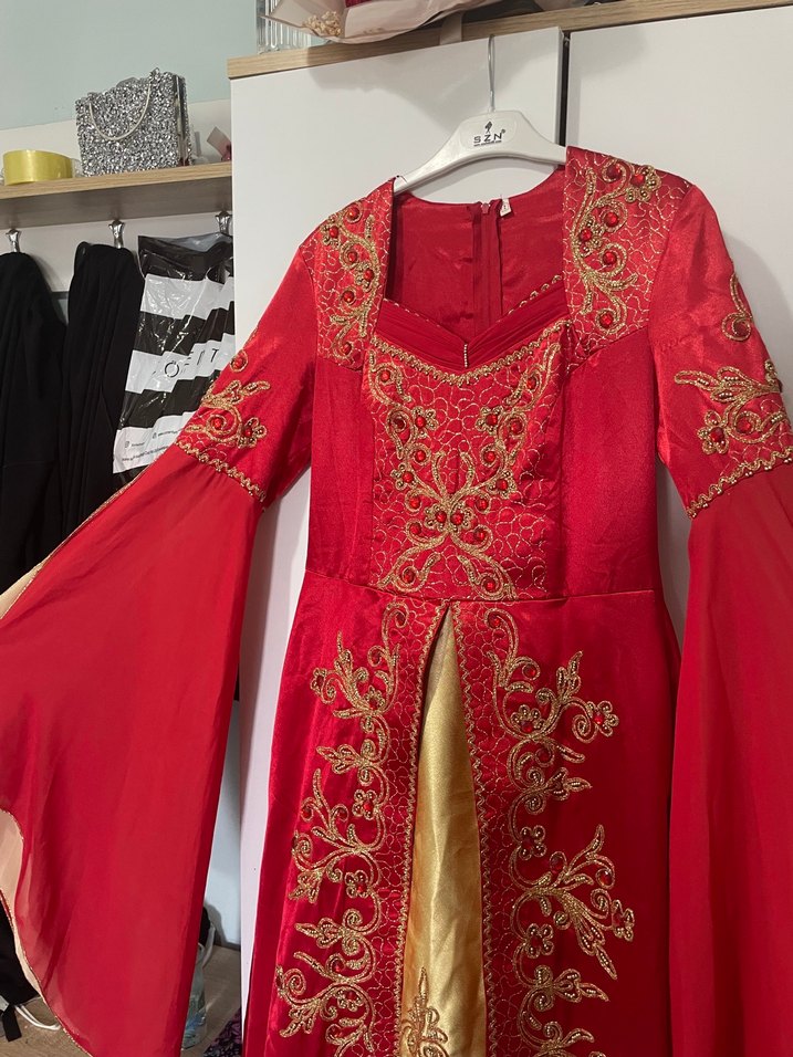 Uzun Kollu Kırmızı bindallı - Görsel 4