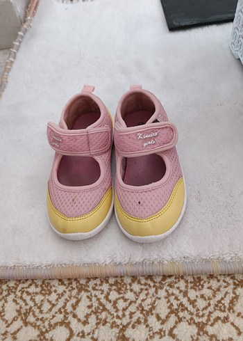 Kız Çocuk Pembe Sarı Cırtlı sandalet