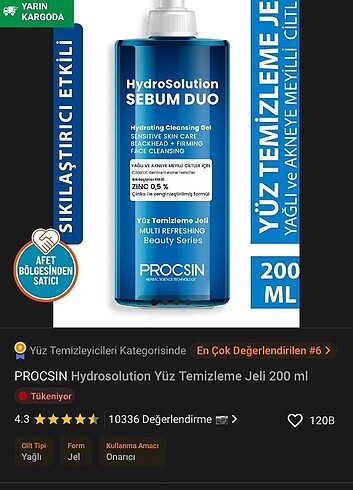 PROCSİN YÜZ TEMİZLEME JELİ