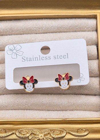 Celik kiz cocuk Minnie Mouse Küpe