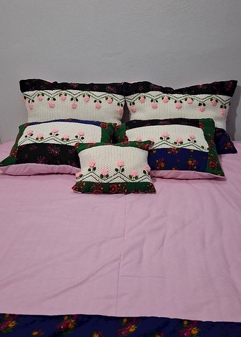 Nakışlı Pembe Pastel Yatak Örtüsü - Görsel 5