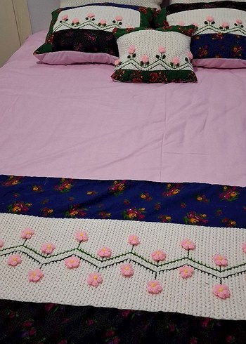 Nakışlı Pembe Pastel Yatak Örtüsü - Görsel 6