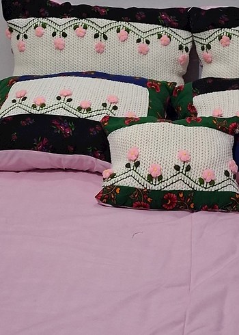 Nakışlı Pembe Pastel Yatak Örtüsü - Görsel 9