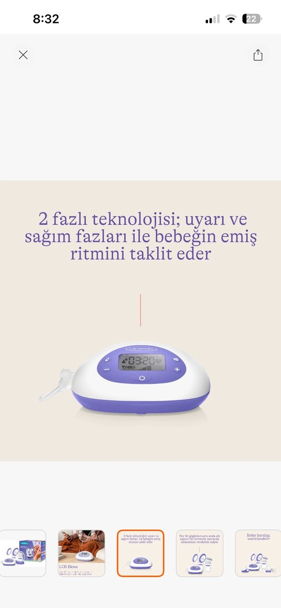 Lansinoh Çiftli Elektrikli Göğüs Pompası Mor - Görsel 3