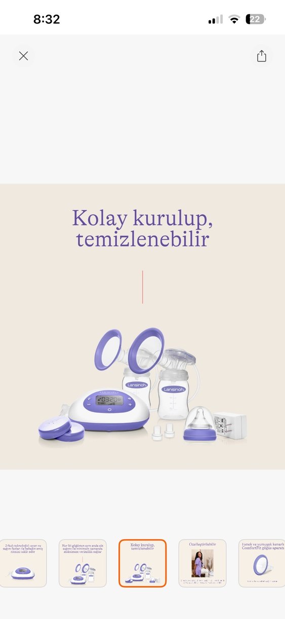 Lansinoh Çiftli Elektrikli Göğüs Pompası Mor - Görsel 5