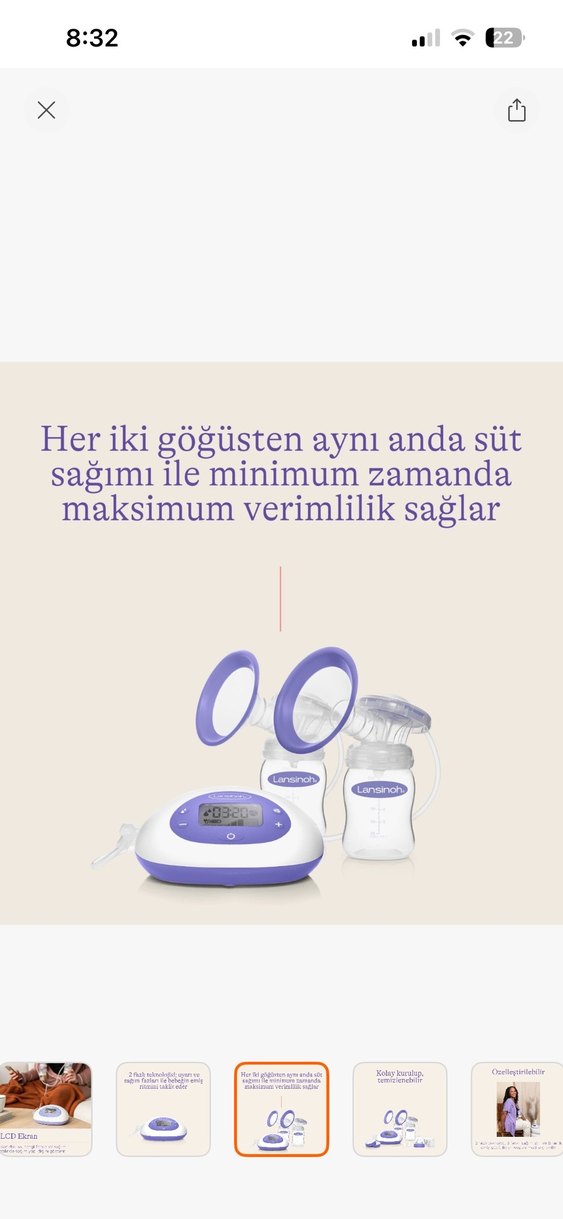 Lansinoh Çiftli Elektrikli Göğüs Pompası Mor - Görsel 4