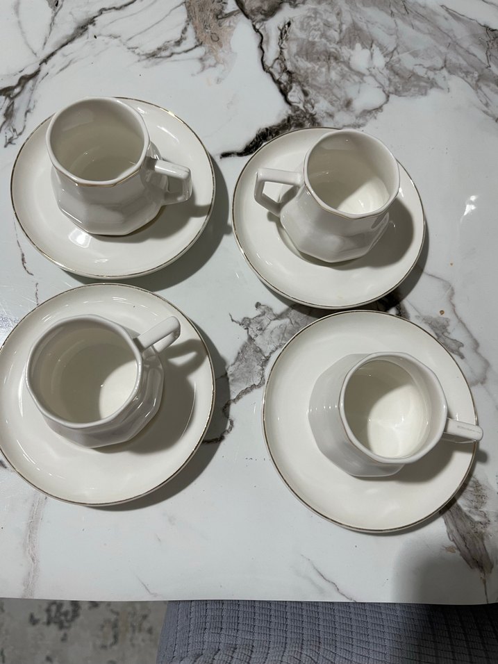 Beyaz Seramik 4'lü Fincan Takımı - Görsel 2