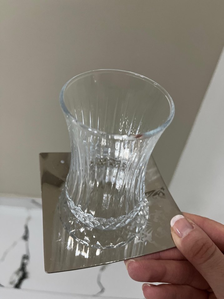 Gri Desenli Cam Bardak Takımı - Görsel 3