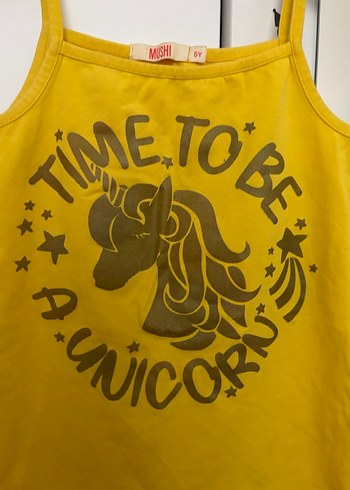 Kız Çocuk Sarı Baskılı Askılı Tişört - Görsel 2