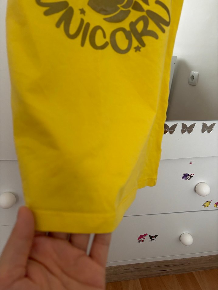 Kız Çocuk Sarı Baskılı Askılı Tişört - Görsel 3