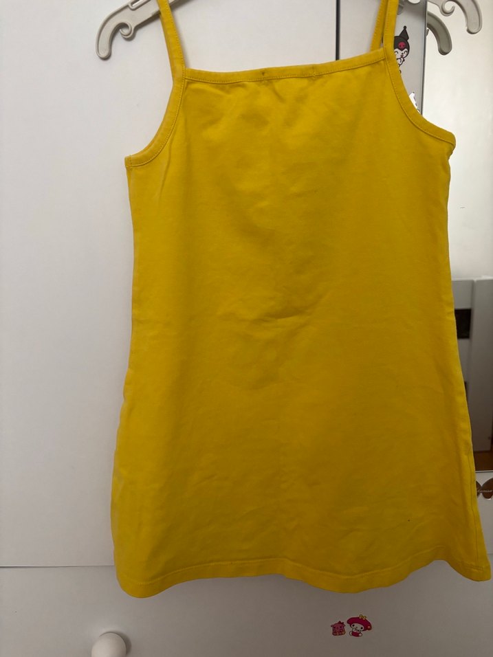 Kız Çocuk Sarı Baskılı Askılı Tişört - Görsel 4