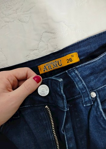 xs Beden Düz Kesim Lacivert Kadın Denim Pantolon