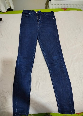 Zara Düz Kesim Lacivert Kadın Denim Pantolon